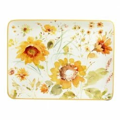 Sunflowers Forever 12 in. Assorted Colors Earthenware Rectangular Platter by Certified International