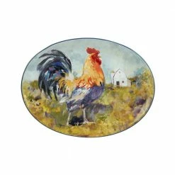 Rooster Meadow 12 in. Assorted Colors Earthenware Oval Platter by Certified International