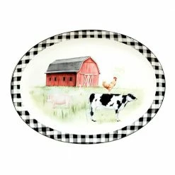 On the Farm 12.5 in. Assorted Colors Earthenware Oval Platter by Certified International