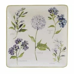 Fresh Herbs 12.5 in. Assorted Colors Earthenware Square Platter by Certified International