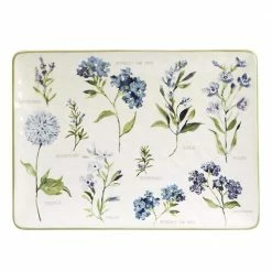 Fresh Herbs 10 in. Assorted Colors EarthenwareRectangular Platter by Certified International