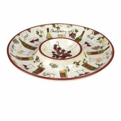 Wine Country 13.5 in. Assorted Colors Earthenware Chip and Dip Server by Certified International
