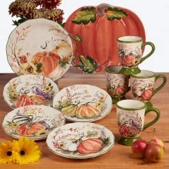 Harvest Morning Pumpkin 11.5 in. Assorted Colors Earthenware Platter by Certified International -Certified International Sales certified international platters 28964 4f 1000