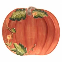 Harvest Morning Pumpkin 11.5 in. Assorted Colors Earthenware Platter by Certified International