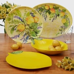 Lemon Zest 2-Piece 14 in. Round and 18 in. Oval Multicolored Melamine Platter Set by Certified International -Certified International Sales certified international platters 32764 31 1000