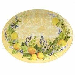 Lemon Zest 2-Piece 14 in. Round and 18 in. Oval Multicolored Melamine Platter Set by Certified International -Certified International Sales certified international platters 32764 c3 1000