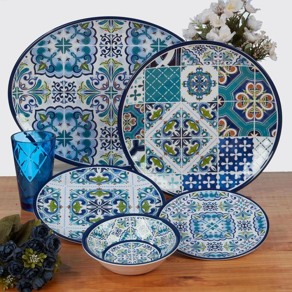 Mosaic 2-Piece 14 in. Round and 18 in. Oval Multicolored Melamine Platter Set by Certified International 7 Mosaic 2-Piece 14 in. Round and 18 in. Oval Multicolored Melamine Platter Set by Certified International - Image 5