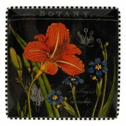Botanical Floral 12.5 in. Multicolored Earthenware Square Platter by Certified International