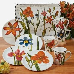 Botanical Floral 16 in. Multicolored Earthenware Oval Platter with Handles by Certified International -Certified International Sales certified international platters 37085 31 1000