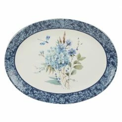 Bohemian 16 in. Blue Earthenware Oval Platter by Certified International