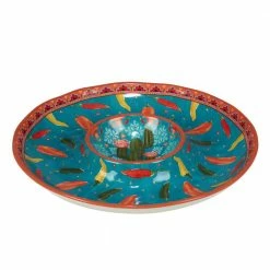 Santa Fe 13.5 in. Assorted Colors Earthenware Chip and Dip Servers by Certified International