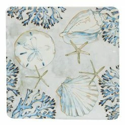Playa Shells 12.5 in. Multicolored Earthenware Square Platter by Certified International