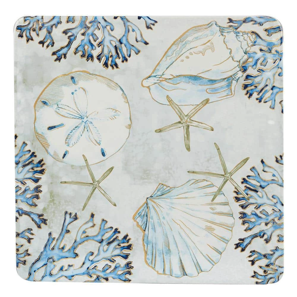 Playa Shells 12.5 in. Multicolored Earthenware Square Platter by Certified International 3 Playa Shells 12.5 in. Multicolored Earthenware Square Platter by Certified International