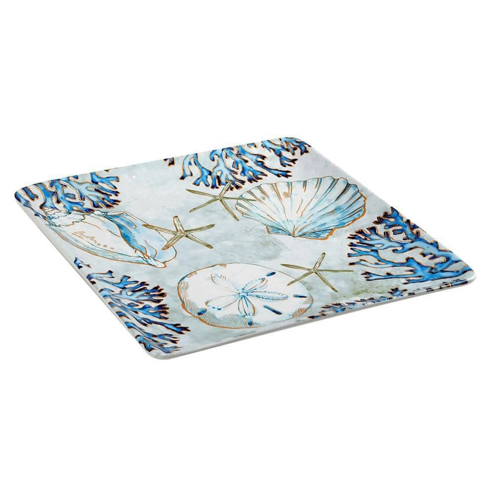Playa Shells 12.5 in. Multicolored Earthenware Square Platter by Certified International 4 Playa Shells 12.5 in. Multicolored Earthenware Square Platter by Certified International - Image 2