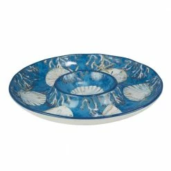 Playa Shells 13.5 in. Assorted Colors Earthenware Chip and Dip Server by Certified International