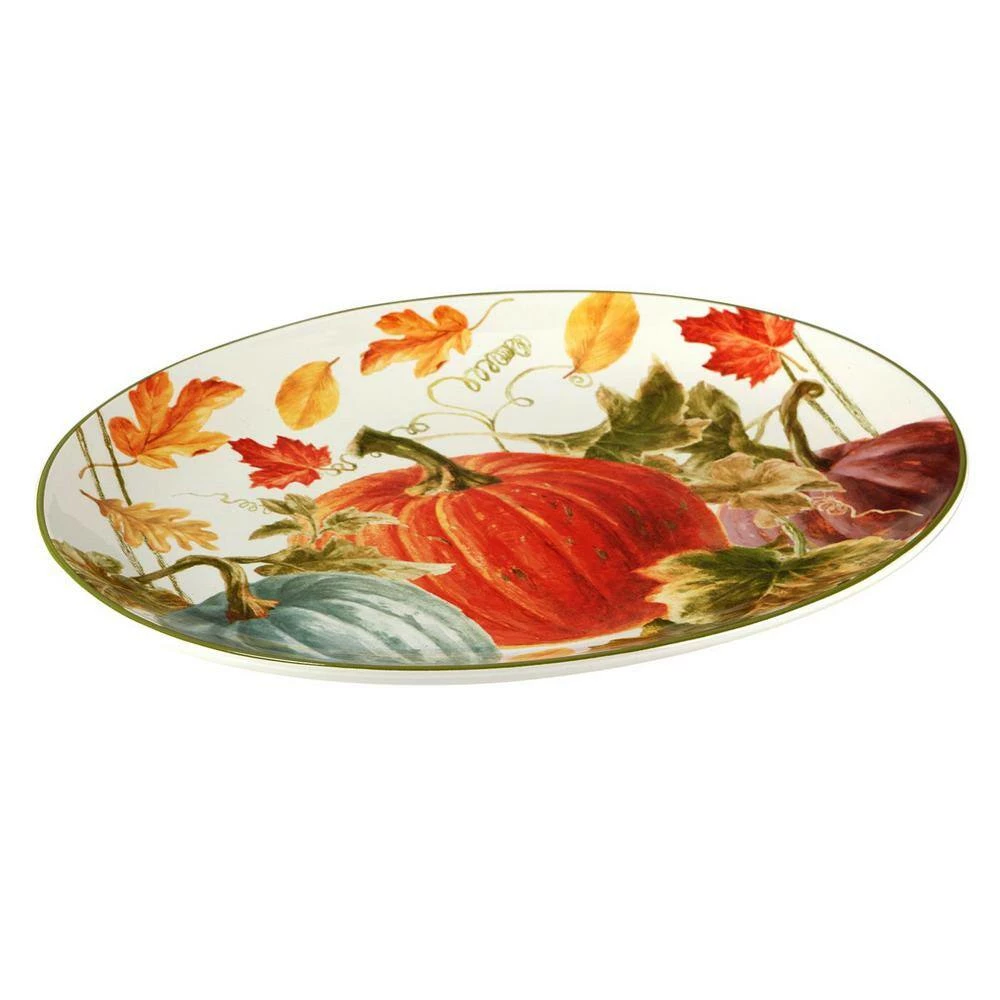 Autumn Harvest 16 in. x 12 in. Multicolored Earthenware Oval Platter by Certified International 4 Autumn Harvest 16 in. x 12 in. Multicolored Earthenware Oval Platter by Certified International - Image 2