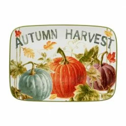 Autumn Harvest 14 in. x 10 in. Multicolored Earthenware Rectangular Platter by Certified International