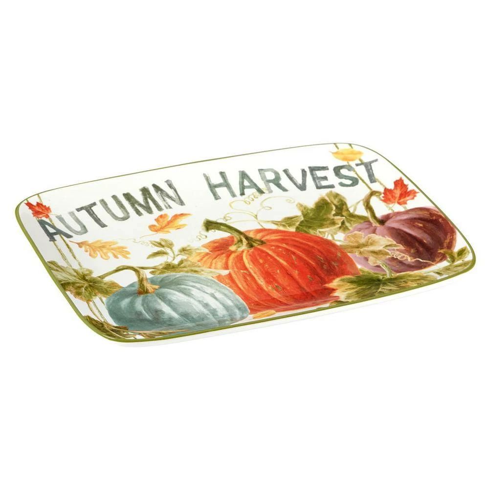 Autumn Harvest 14 in. x 10 in. Multicolored Earthenware Rectangular Platter by Certified International 4 Autumn Harvest 14 in. x 10 in. Multicolored Earthenware Rectangular Platter by Certified International - Image 2