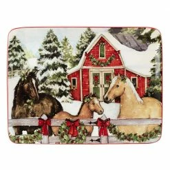 Homestead Christmas 16 in. Multicolored Earthenware Rectangular Platter by Certified International