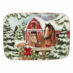 Homestead Christmas 14 in. Multicolored Earthenware Rectangular Platter by Certified International