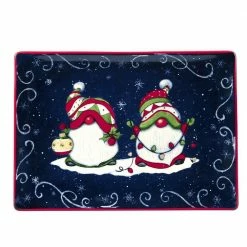 Holiday Magic Gnomes 14 in. Multicolored Earthenware Rectangular Platter by Certified International
