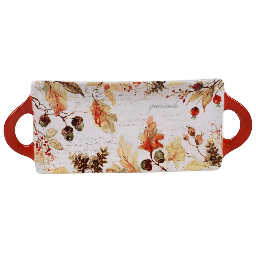 Harvest Splash Multi-Colored 16 in. Rectangular Platter with Handles by Certified International 3 Harvest Splash Multi-Colored 16 in. Rectangular Platter with Handles by Certified International