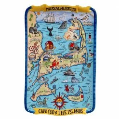 Massachusetts Souvenir 13 in. x 8 in. Multicolored Earthenware Rectangular Platter by Certified International