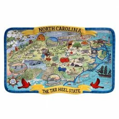 North Carolina Souvenir 13 in. x 8 in. Multicolored Earthenware Rectangular Platter by Certified International