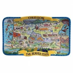 Oregon Souvenir 13 in. x 8 in. Multicolored Earthenware Rectangular Platter by Certified International
