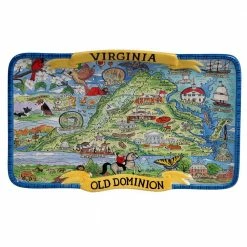 Virginia Souvenir 13 in. x 8 in. Multicolored Earthenware Rectangular Platter by Certified International