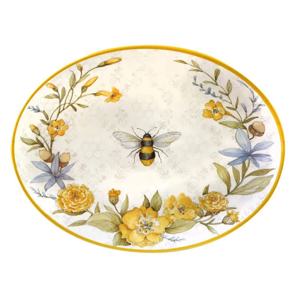 Bee Sweet Set 14 in. Assorted Colors Melamine Platters (Set of 2) by Certified International 5 Bee Sweet Set 14 in. Assorted Colors Melamine Platters (Set of 2) by Certified International - Image 3