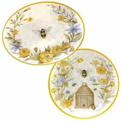 Bee Sweet Set 14 in. Assorted Colors Melamine Platters (Set of 2) by Certified International