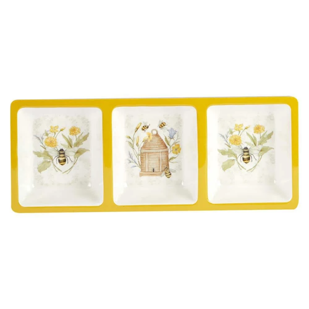 Bee Sweet Hostess Set 14.5 in. Assorted Colors Melamine Platters (Set of 3) by Certified International 5 Bee Sweet Hostess Set 14.5 in. Assorted Colors Melamine Platters (Set of 3) by Certified International - Image 3