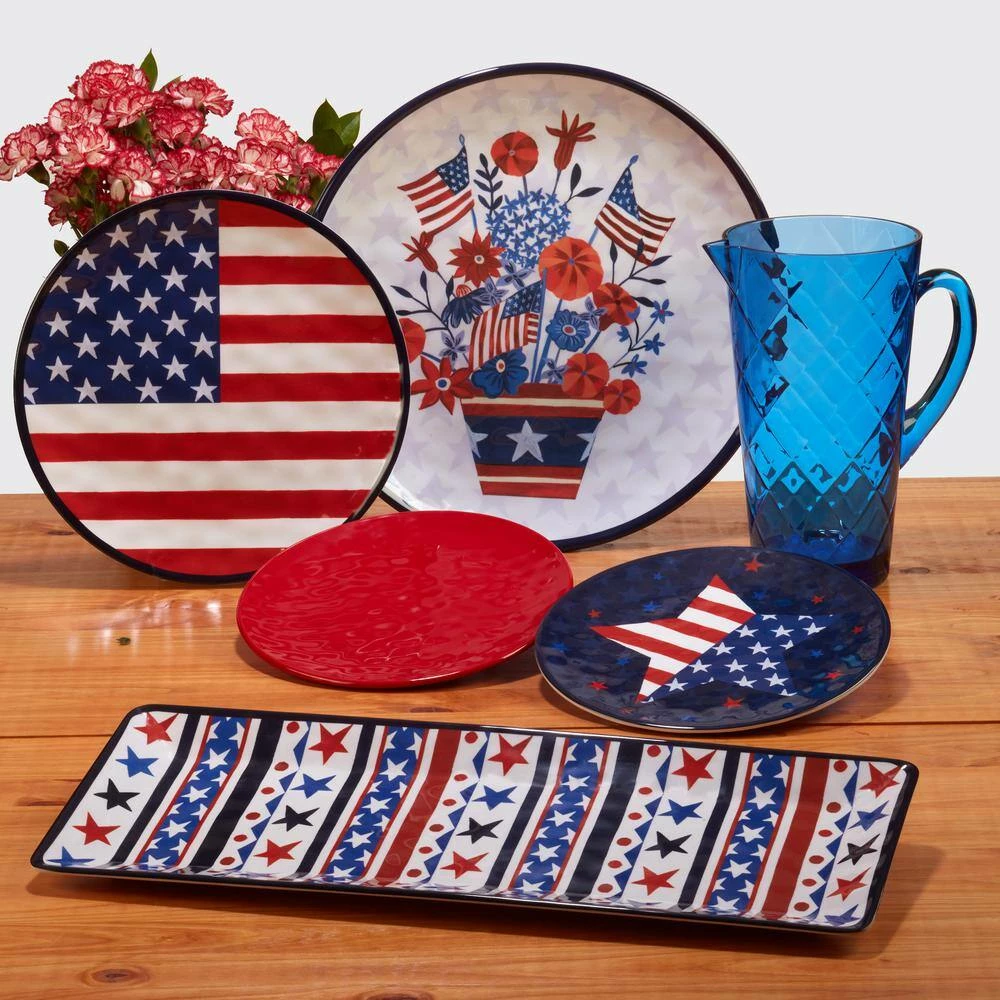 Stars and Stripes Set 14 in. Assorted Colors Melamine Platters (Set of 2) by Certified International 6 Stars and Stripes Set 14 in. Assorted Colors Melamine Platters (Set of 2) by Certified International - Image 4