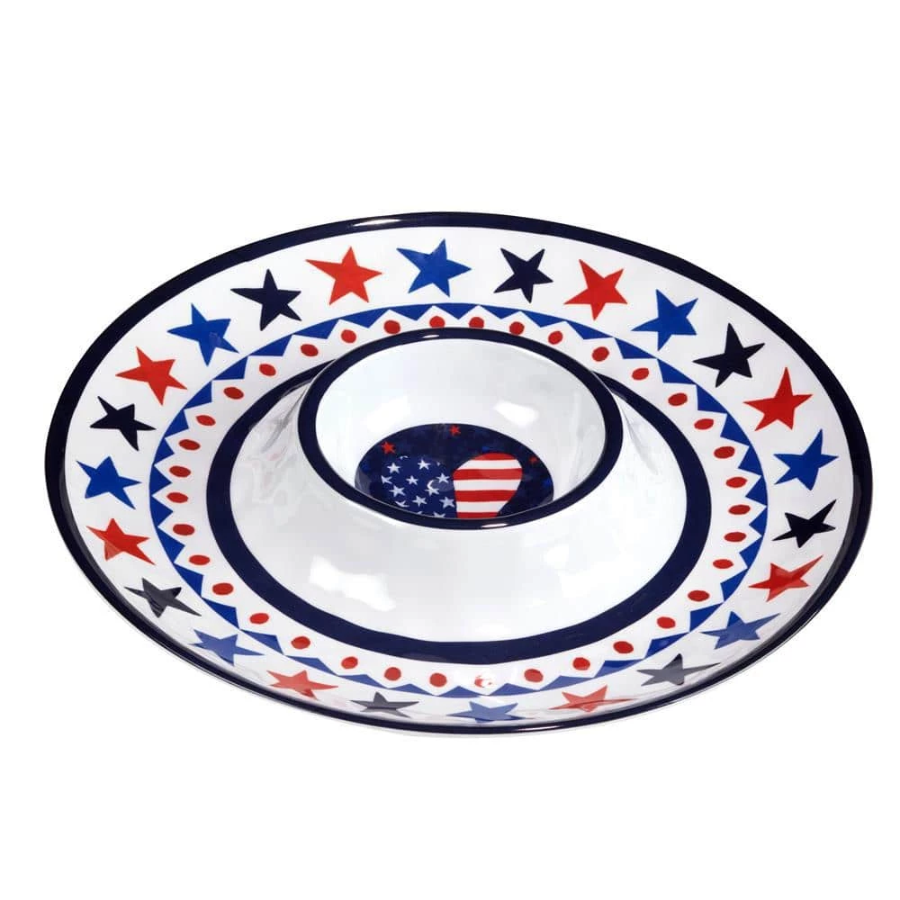 Stars and Stripes Hostess Set 14.5 in. Assorted Colors Melamine Platters (Set of 3) by Certified International 4 Stars and Stripes Hostess Set 14.5 in. Assorted Colors Melamine Platters (Set of 3) by Certified International - Image 2