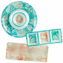 Inspired Coast Hostess Set 14.5 in. Assorted Colors Melamine Platters (Set of 3) by Certified International