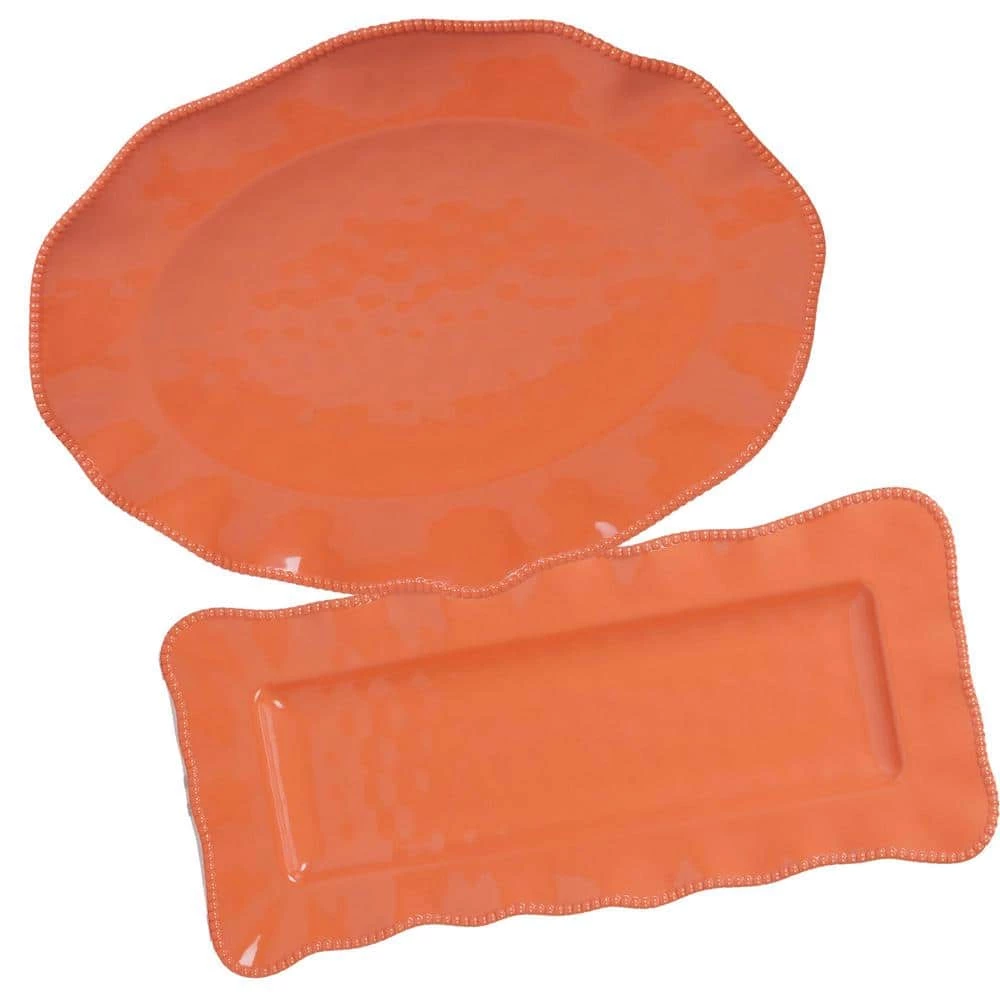 Perlette Coral 2-Piece Multi-Colored Platter Set by Certified International 3 Perlette Coral 2-Piece Multi-Colored Platter Set by Certified International