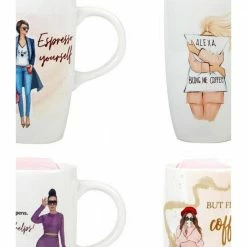 18 oz. Assorted Colors Girlfriends Travel Mug with Plastic Lid Stoneware Beverage Mugs (Set of 4) by Certified International 6 18 oz. Assorted Colors Girlfriends Travel Mug with Plastic Lid Stoneware Beverage Mugs (Set of 4) by Certified International -Certified International Sales certified international travel mugs tumblers 41254set4 4f 1000