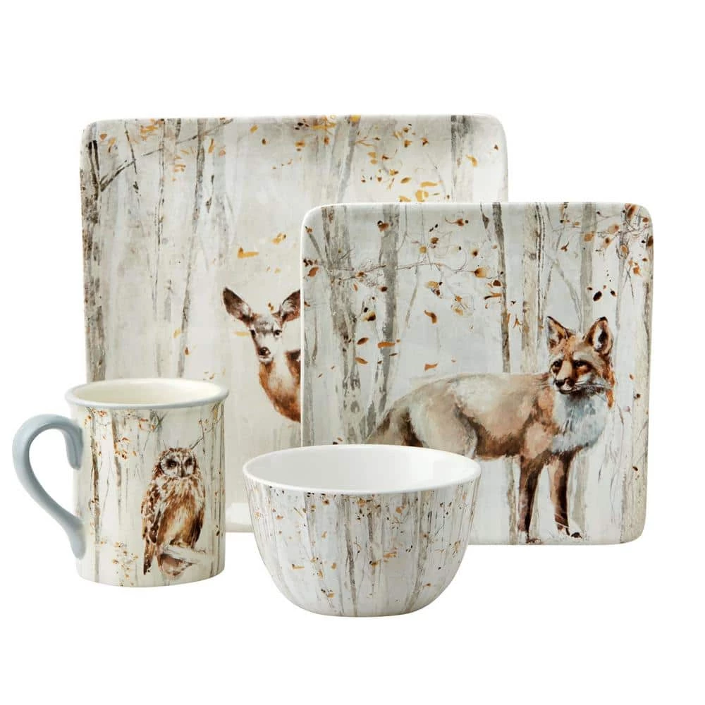 A Woodland Walk 16-Piece Country/Cottage Grey and Sepia Ceramic Dinnerware Set (Service for 4) by Certified International 5 A Woodland Walk 16-Piece Country/Cottage Grey and Sepia Ceramic Dinnerware Set (Service for 4) by Certified International - Image 3