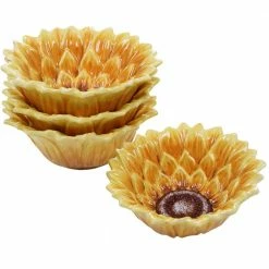Sunset Sunflower Multi-color 3-D Ice Cream Bowl (Set of 4) by Certified International