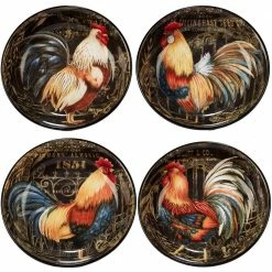 Gilded Rooster 4-Piece Multi-Colored 9.25 in. x 2 in. Soup/Pasta Bowl Set by Certified International