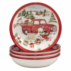 Red Truck Snowman 38 fl.oz. Multi-Colored Earthenware Soup Bowls Set of 4 by Certified International 6 Red Truck Snowman 38 fl.oz. Multi-Colored Earthenware Soup Bowls Set of 4 by Certified International -Certified International Sales multi colored certified international bowls 29004set4 c3 1000