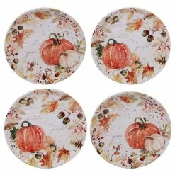 Harvest Splash 4-Piece Country/Cottage Multi-Colored Earthenware 9 in. Salad Plate Set (Service for 4) by Certified International