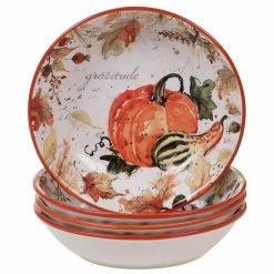Harvest Splash 4-Piece Country/Cottage Multi-Colored Earthenware 36 oz. Soup/Pasta Bowl Set (Service for 4) by Certified International