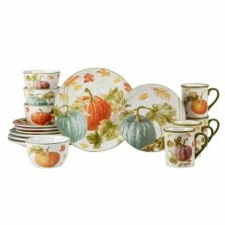 Autumn Harvest 16-Piece Multicolored Earthenware Dinnerware Set (Service Set for 4) by Certified International