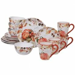 Harvest Splash 16-Piece Country/Cottage Multi-Colored Earthenware Dinnerware Set (Service for 4) by Certified International