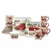 Red Truck Snowman 16-Piece Multi-Colored Earthenware Dinnerware Set Service for 4 by Certified International -Certified International Sales multi colored certified international dinnerware sets 97616rm 64 1000