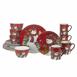 Christmas Lodge Snowman 16-Piece Multi-Colored Earthenware Dinnerware Set Service for 4 by Certified International -Certified International Sales multi colored certified international dinnerware sets 97629rm 4f 1000