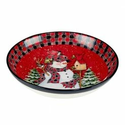 Christmas Lodge 13 in. 128 fl.oz. Multi-Colored Earthenware Serving Bowl by Certified International