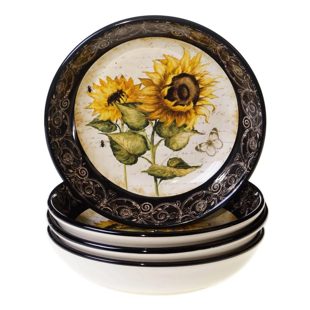 French Sunflowers 8.25 in. Soup and Pasta bowl (Set of 4) by Certified International 4 French Sunflowers 8.25 in. Soup and Pasta bowl (Set of 4) by Certified International - Image 2